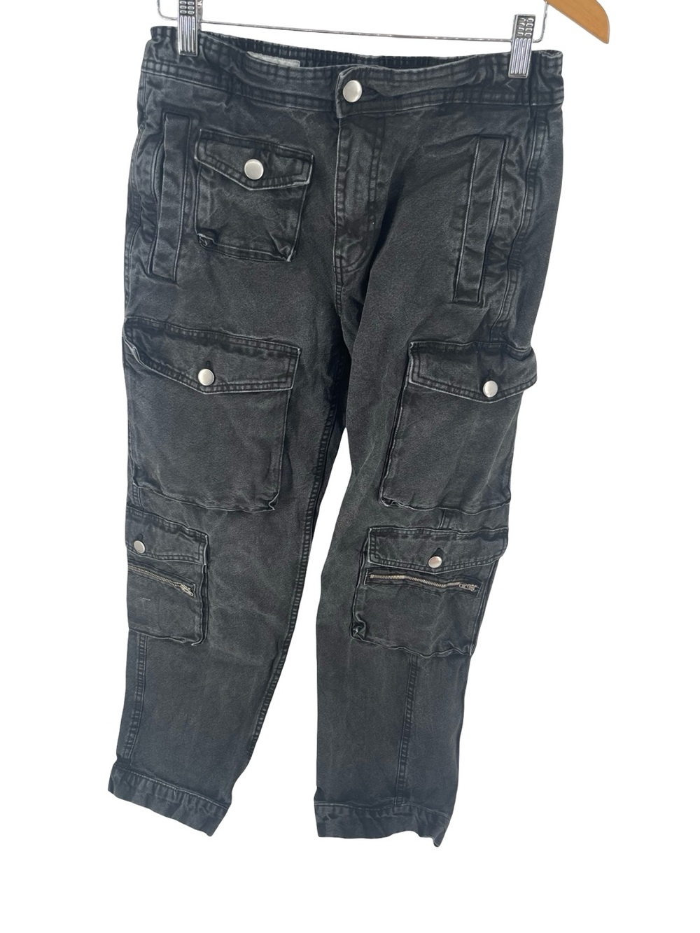100% Cotton Faded Black Cargo Pants EUC